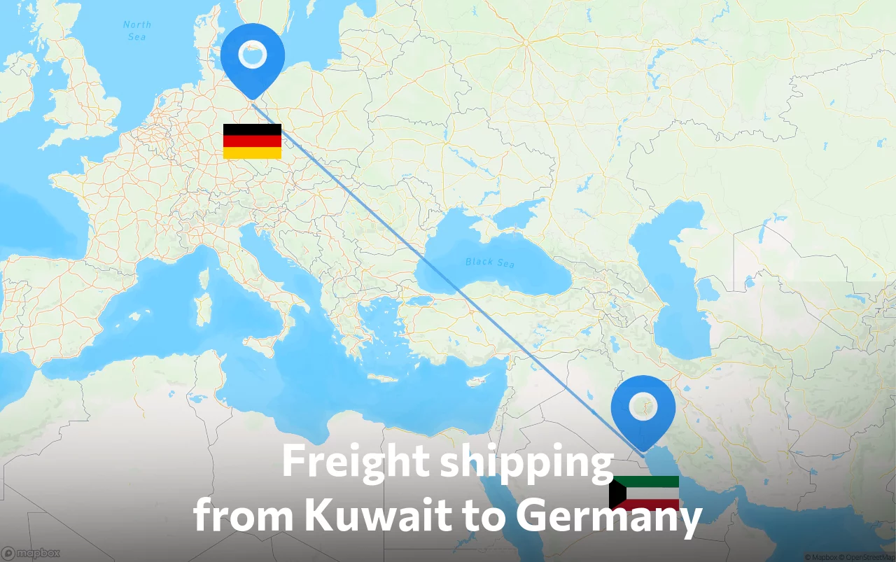 Shipping route from Kuwait to Germany