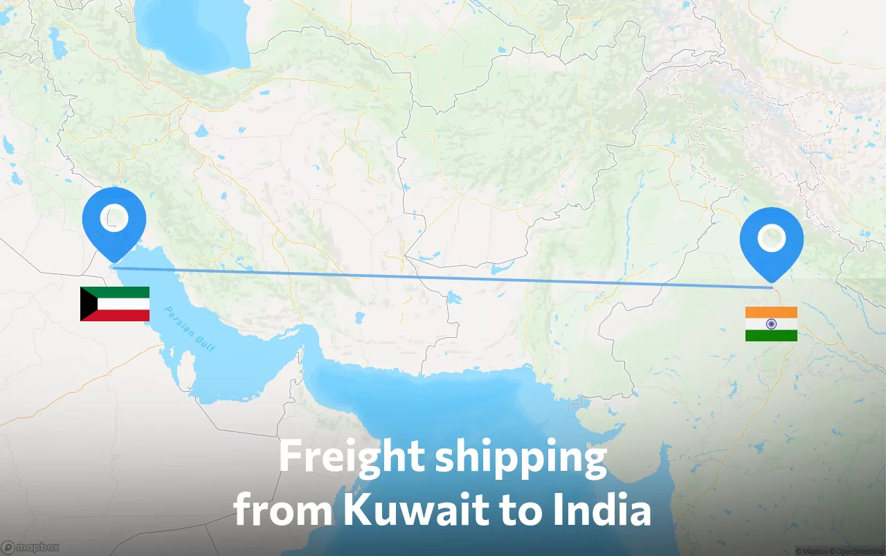 Shipping route from Kuwait to India