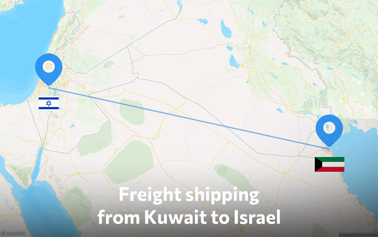 Shipping route from Kuwait to Israel