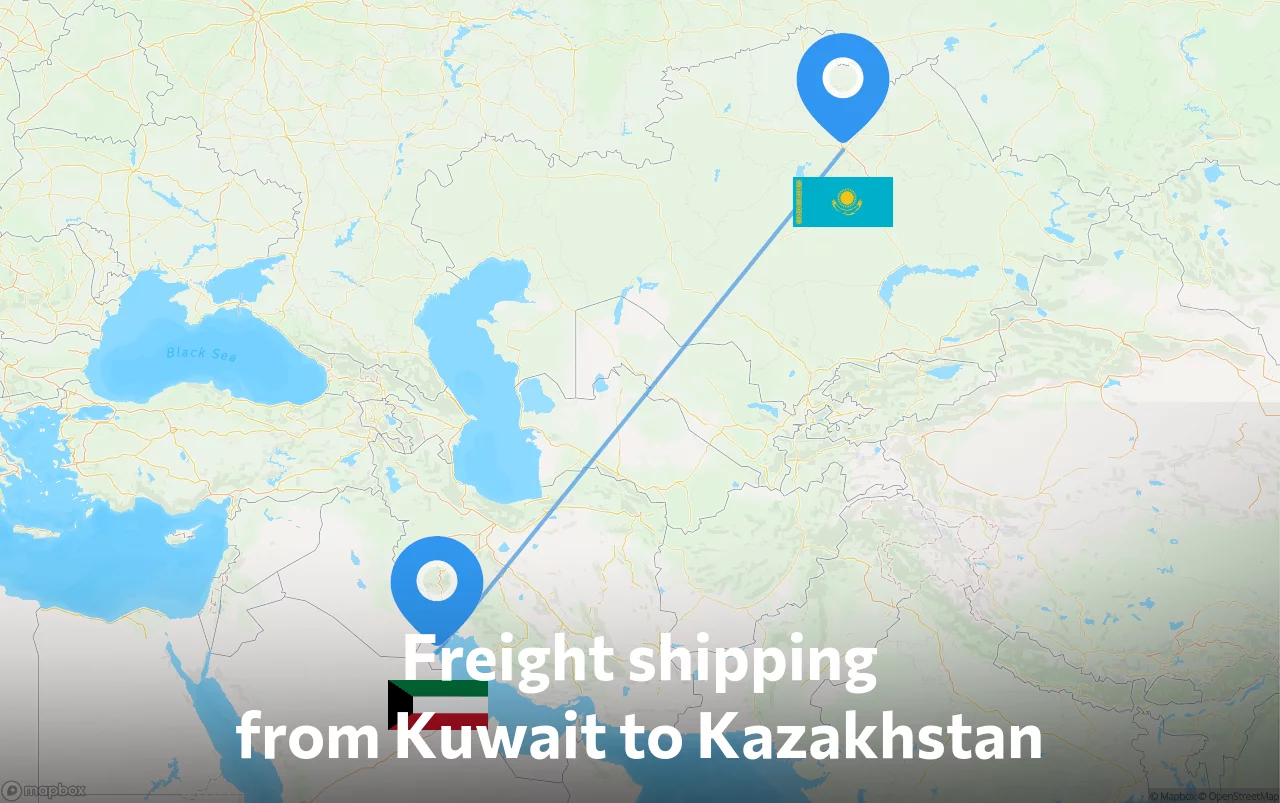 Shipping route from Kuwait to Kazakhstan