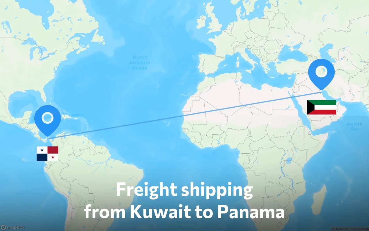 Shipping route from Kuwait to Panama