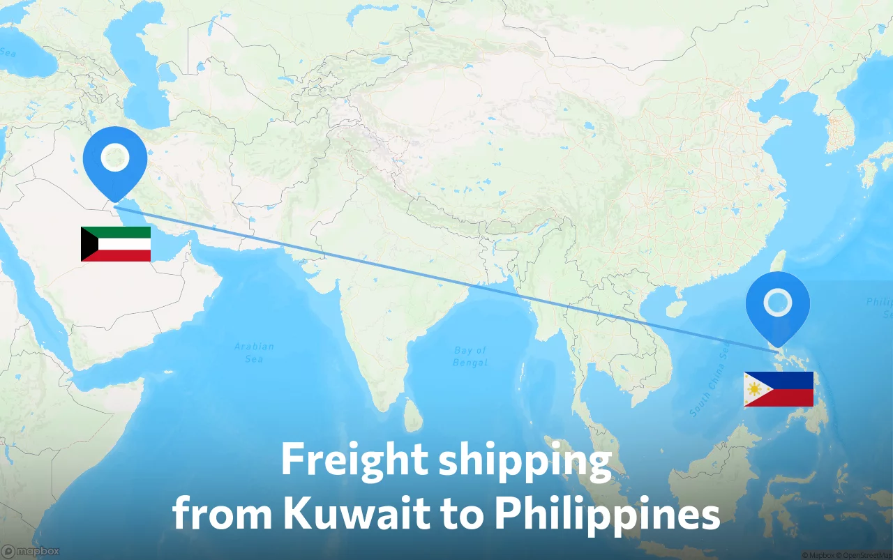 Shipping route from Kuwait to Philippines