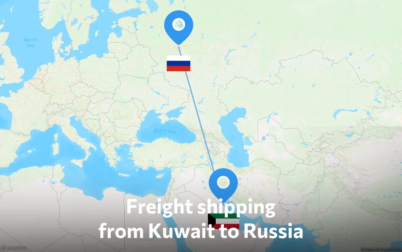 Shipping route from Kuwait to Russia