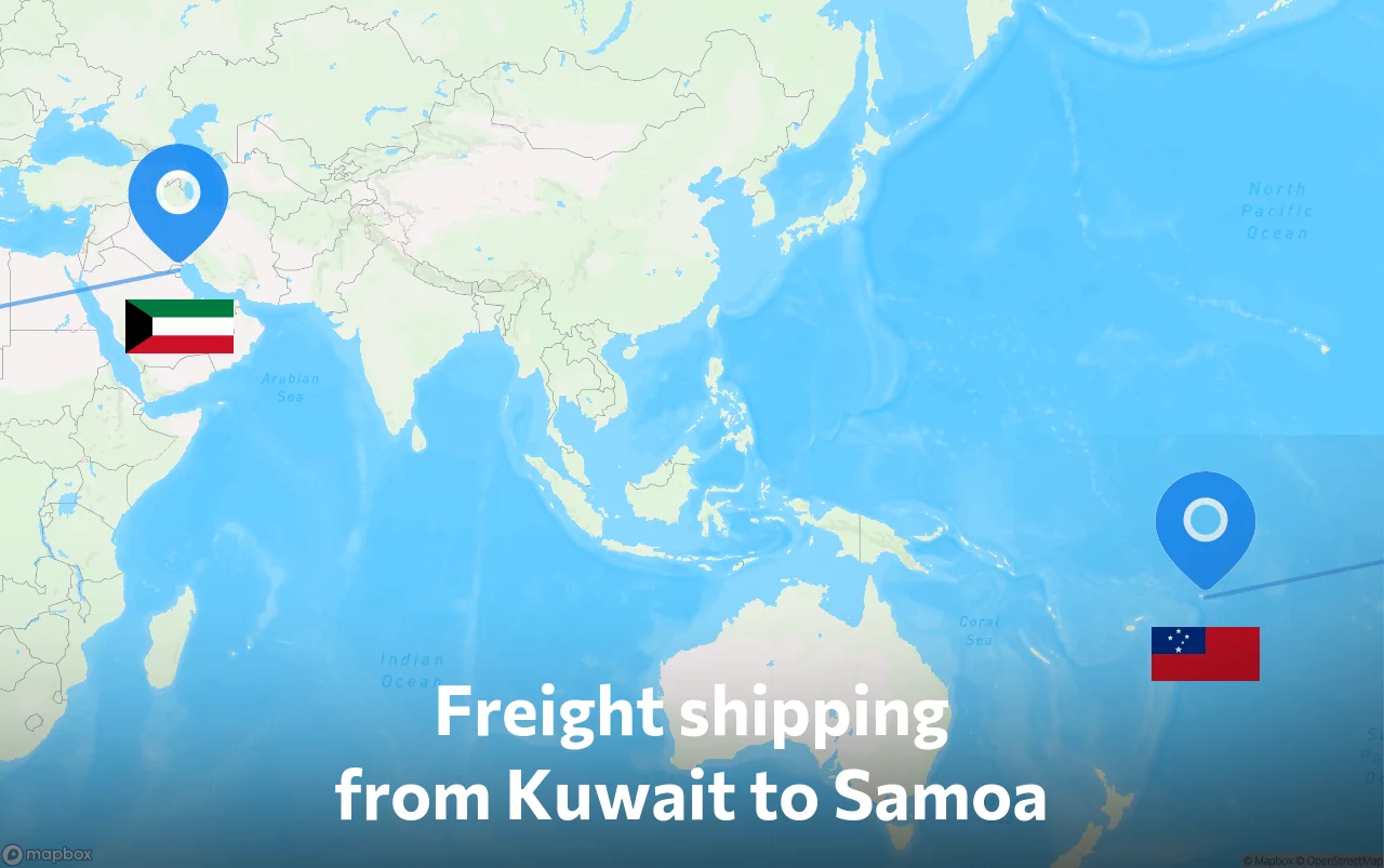 Shipping route from Kuwait to Samoa