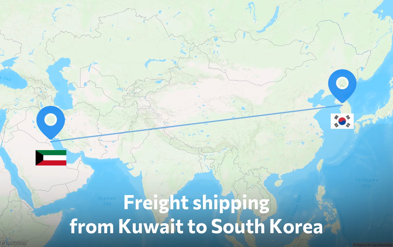 Shipping route from Kuwait to South Korea