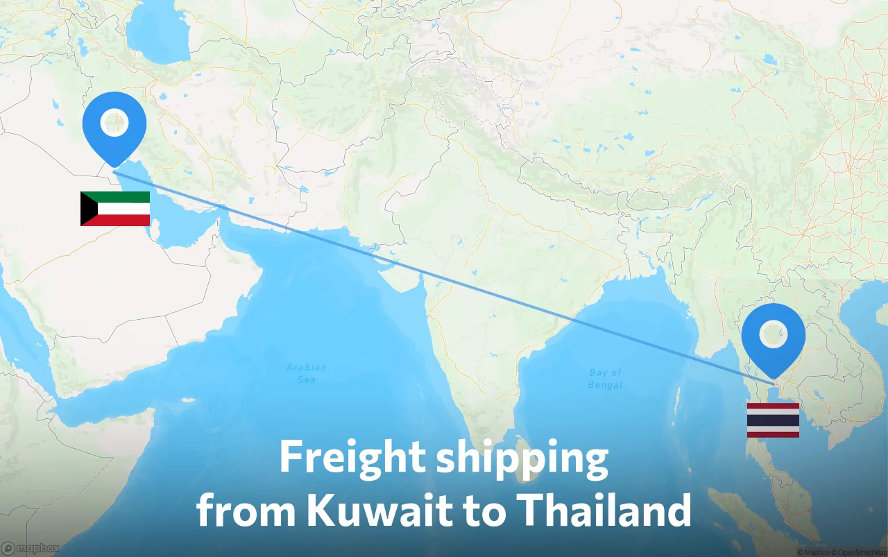 Shipping route from Kuwait to Thailand