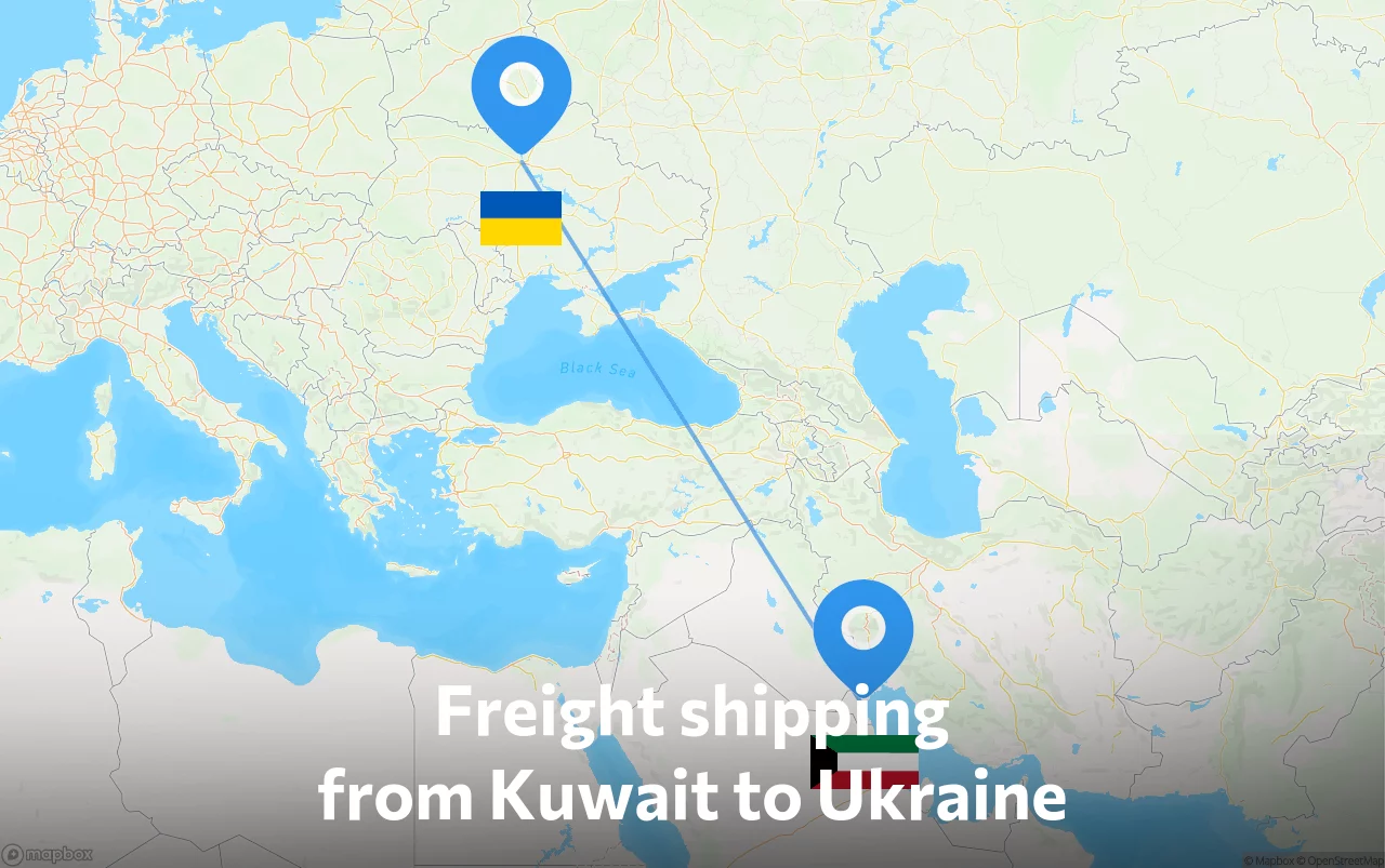 Shipping route from Kuwait to Ukraine