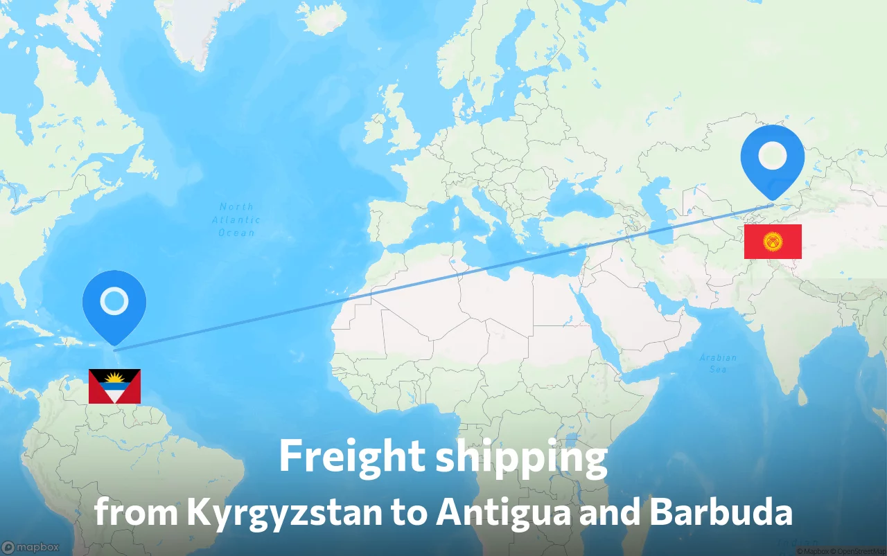 Shipping route from Kyrgyzstan to Antigua and Barbuda