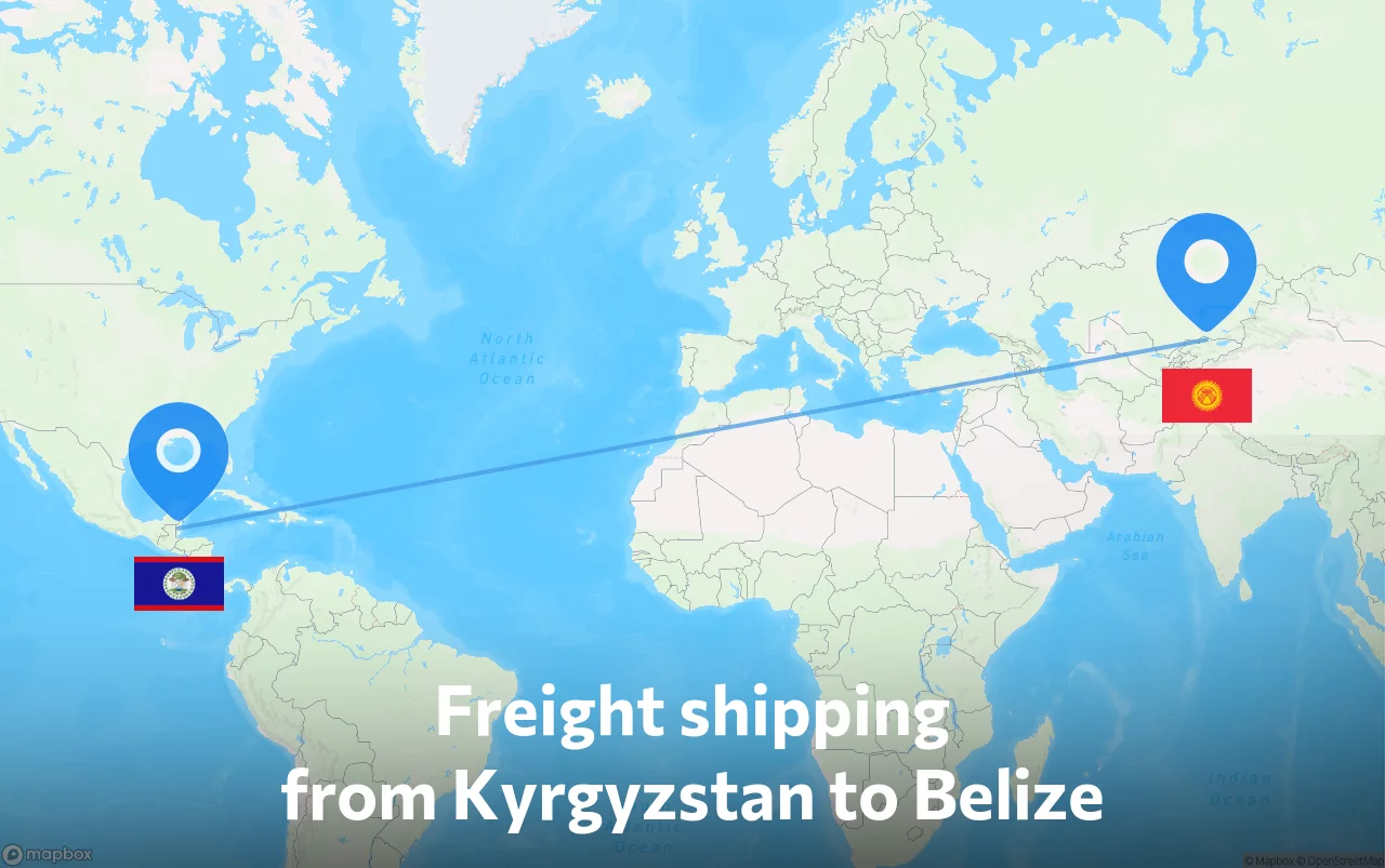 Shipping route from Kyrgyzstan to Belize