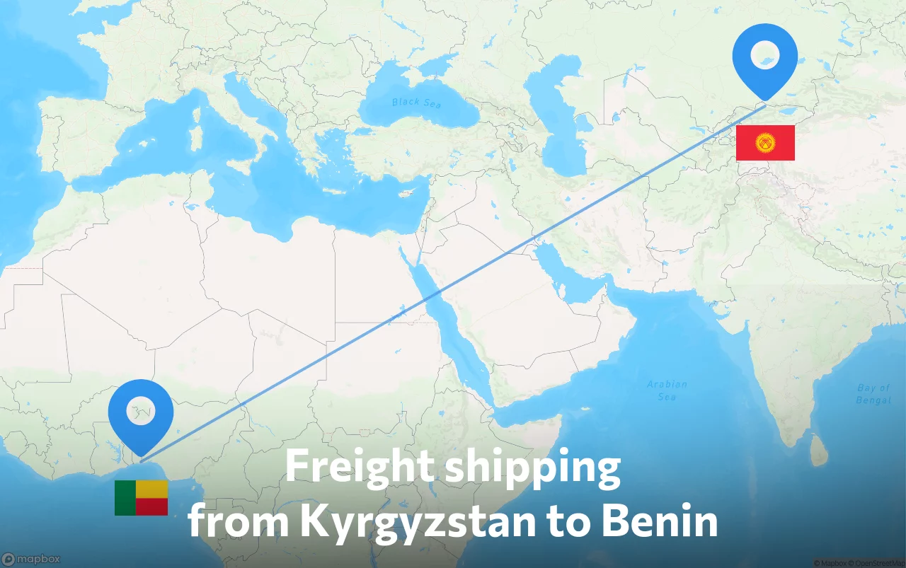 Shipping route from Kyrgyzstan to Benin