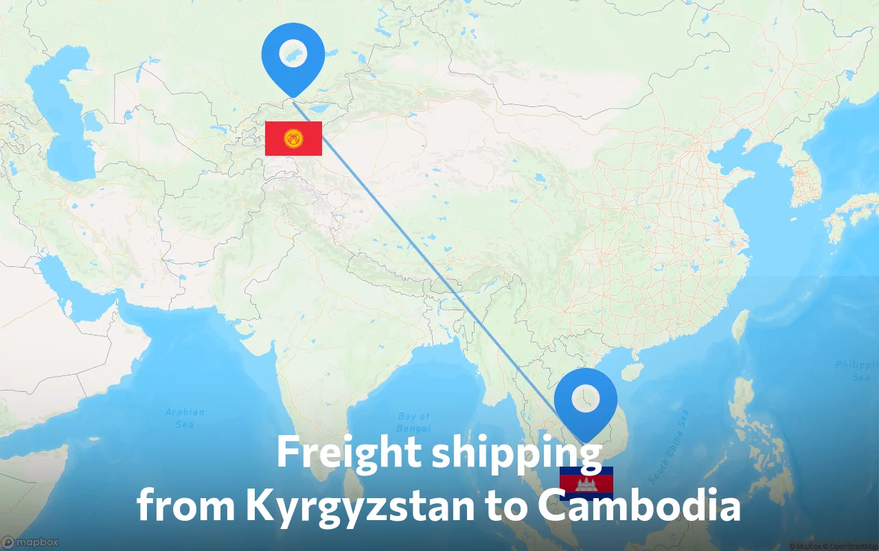 Shipping route from Kyrgyzstan to Cambodia