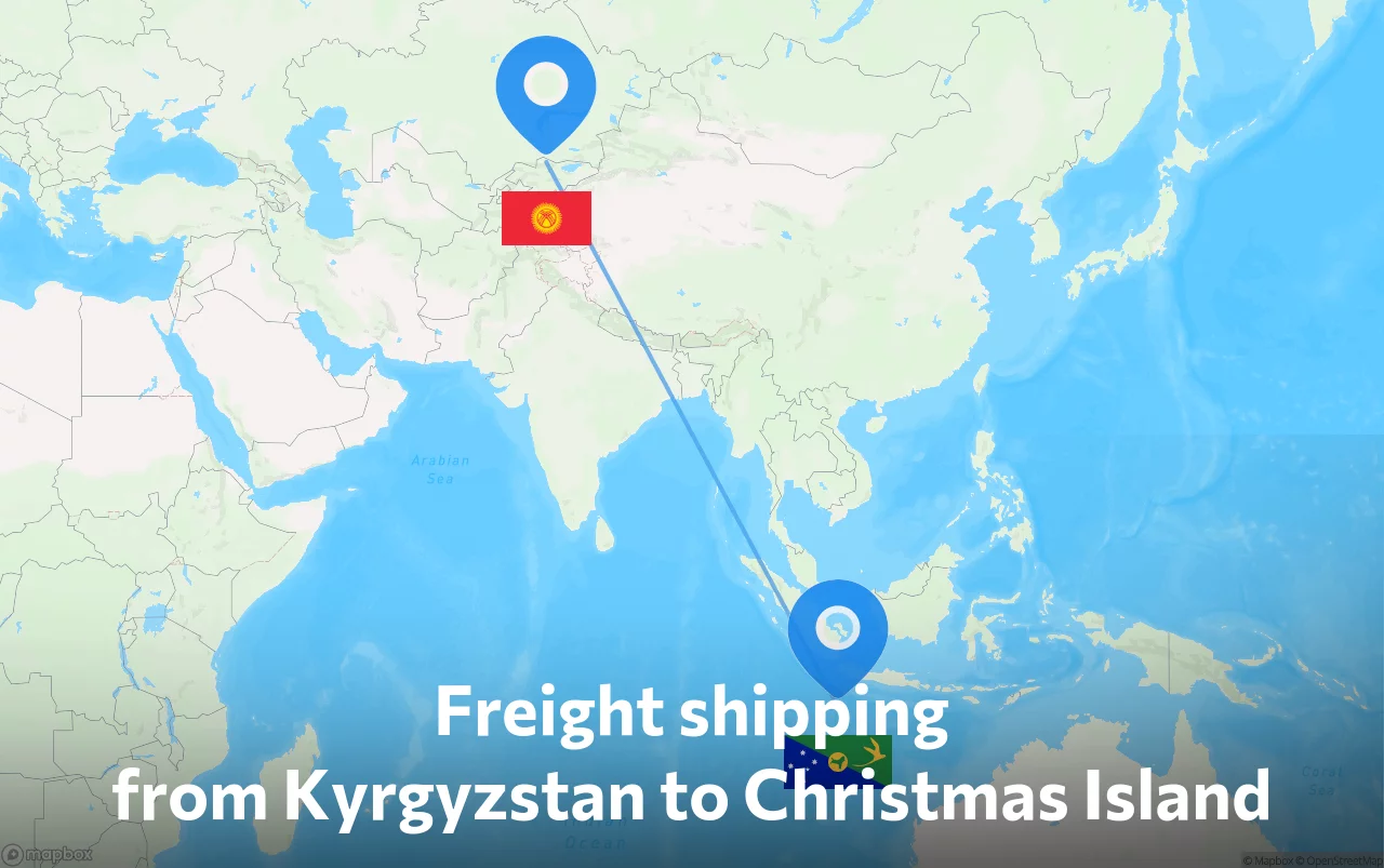 Shipping route from Kyrgyzstan to Christmas Island