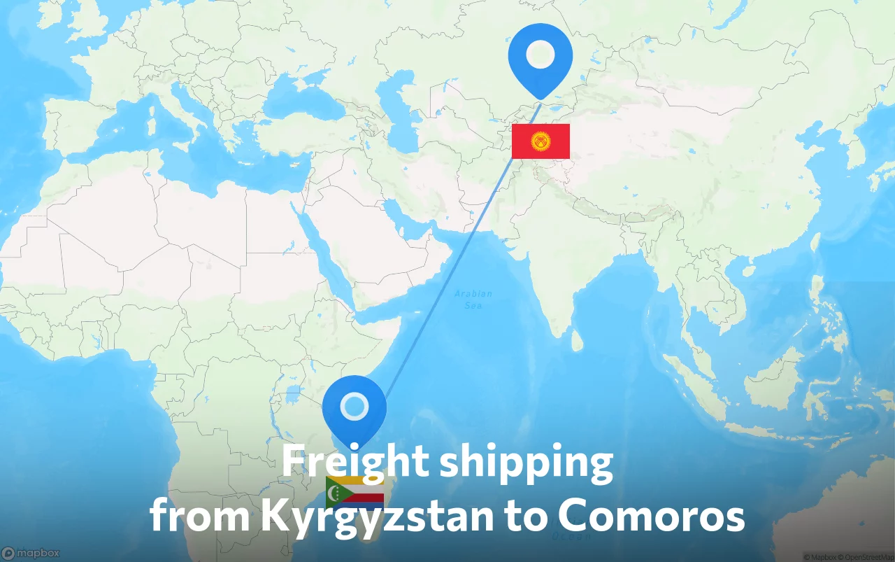 Shipping route from Kyrgyzstan to Comoros