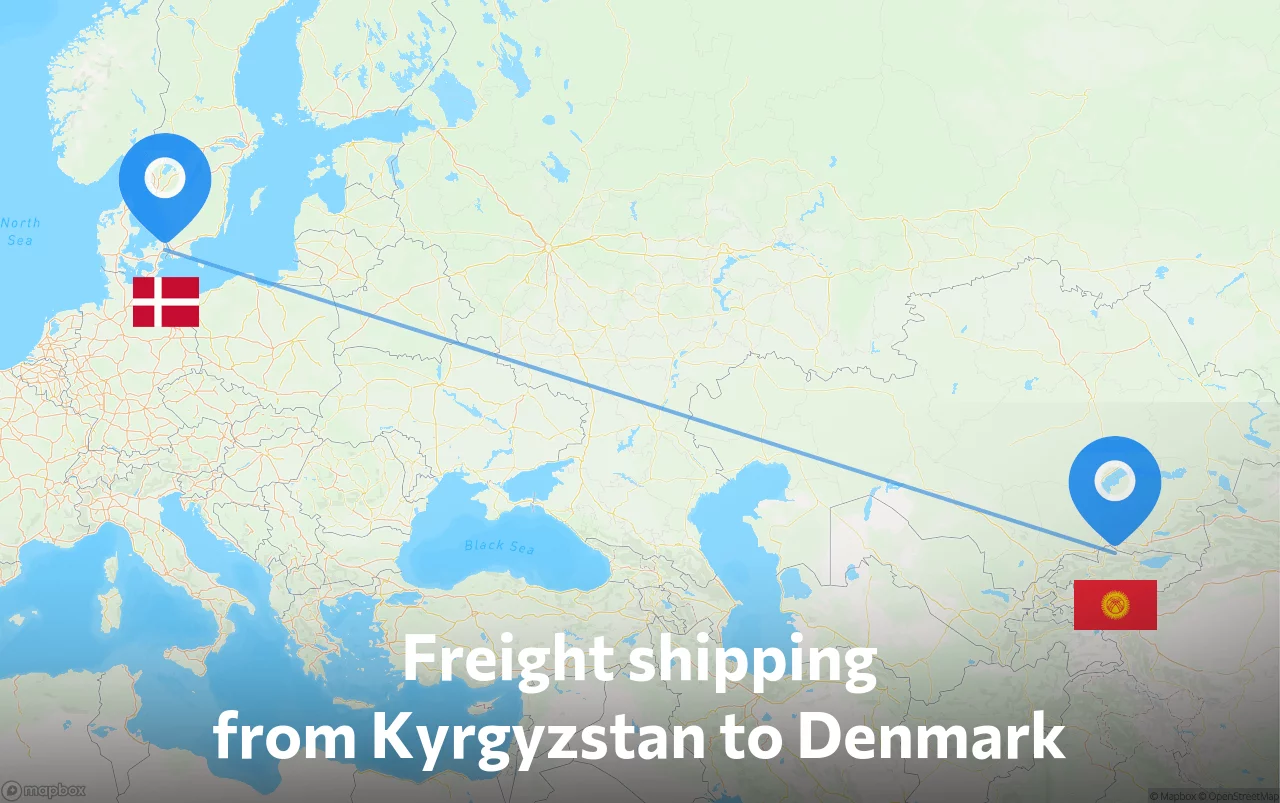 Shipping route from Kyrgyzstan to Denmark