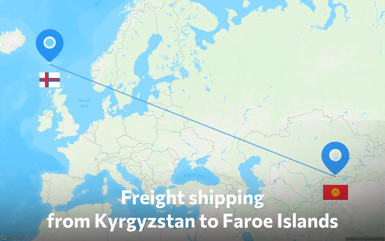 Shipping route from Kyrgyzstan to Faroe Islands