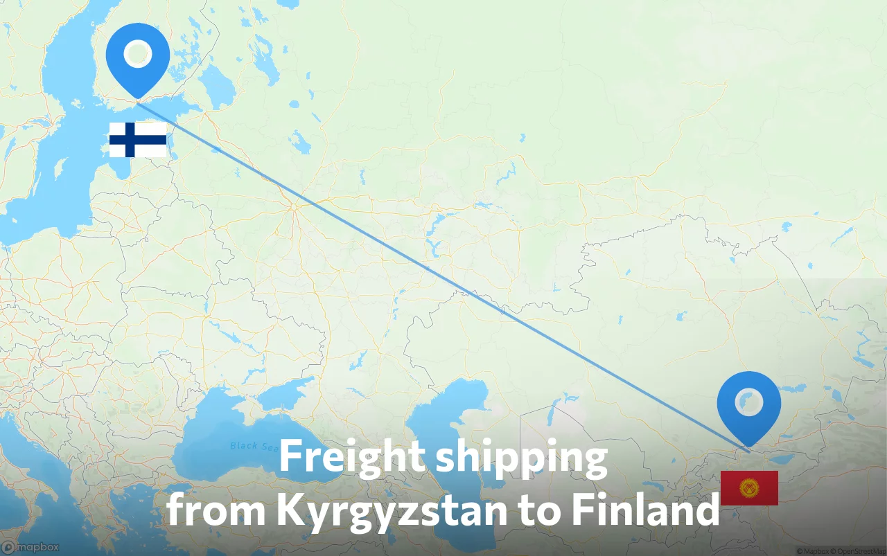 Shipping route from Kyrgyzstan to Finland