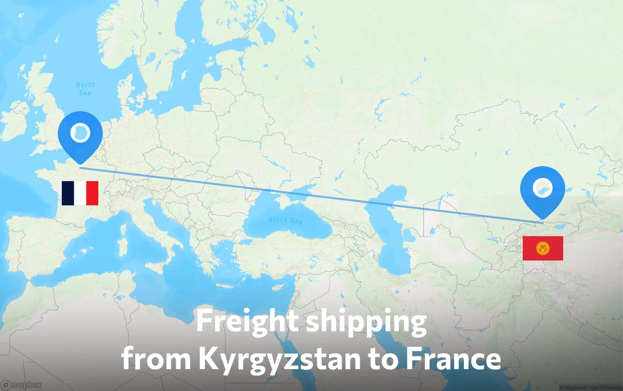Shipping route from Kyrgyzstan to France
