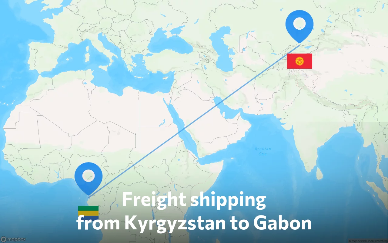Shipping route from Kyrgyzstan to Gabon