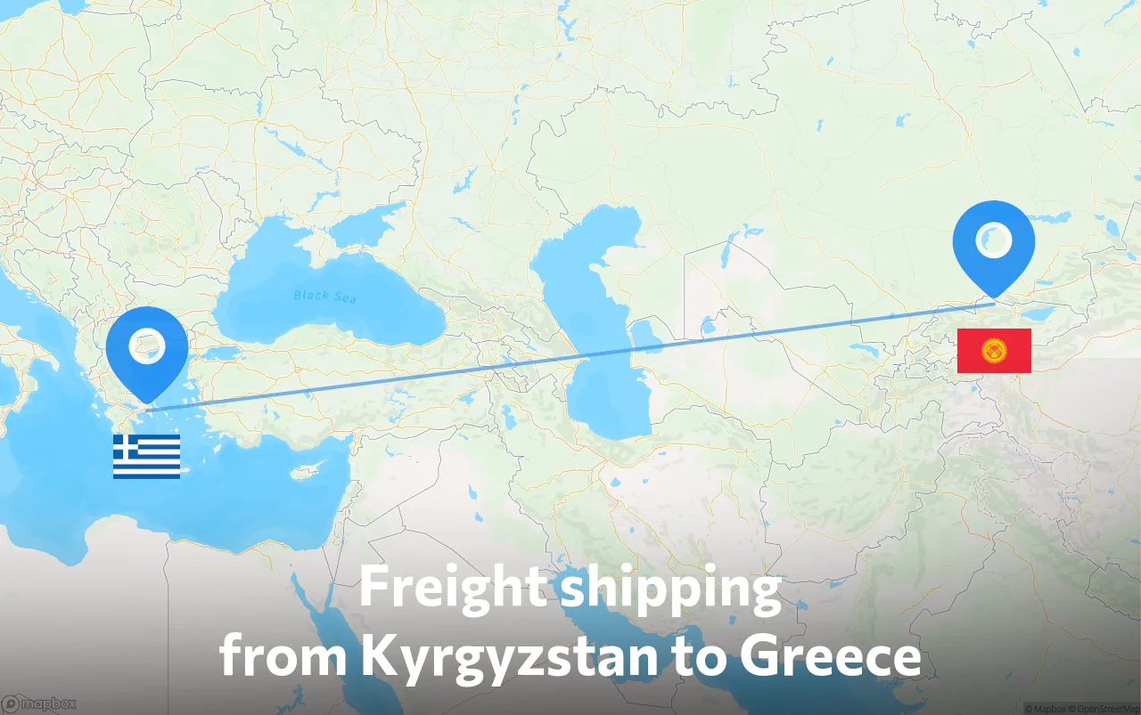 Shipping route from Kyrgyzstan to Greece