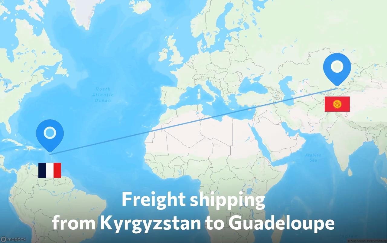 Shipping route from Kyrgyzstan to Guadeloupe