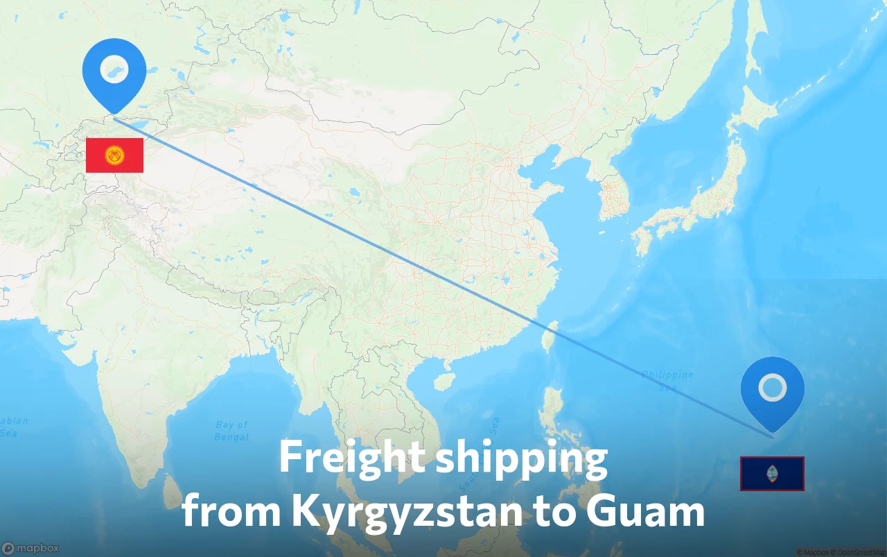Shipping route from Kyrgyzstan to Guam