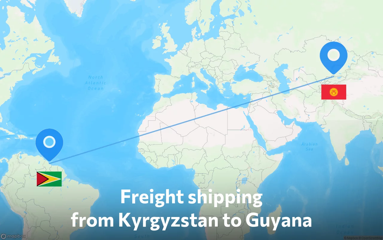 Shipping route from Kyrgyzstan to Guyana