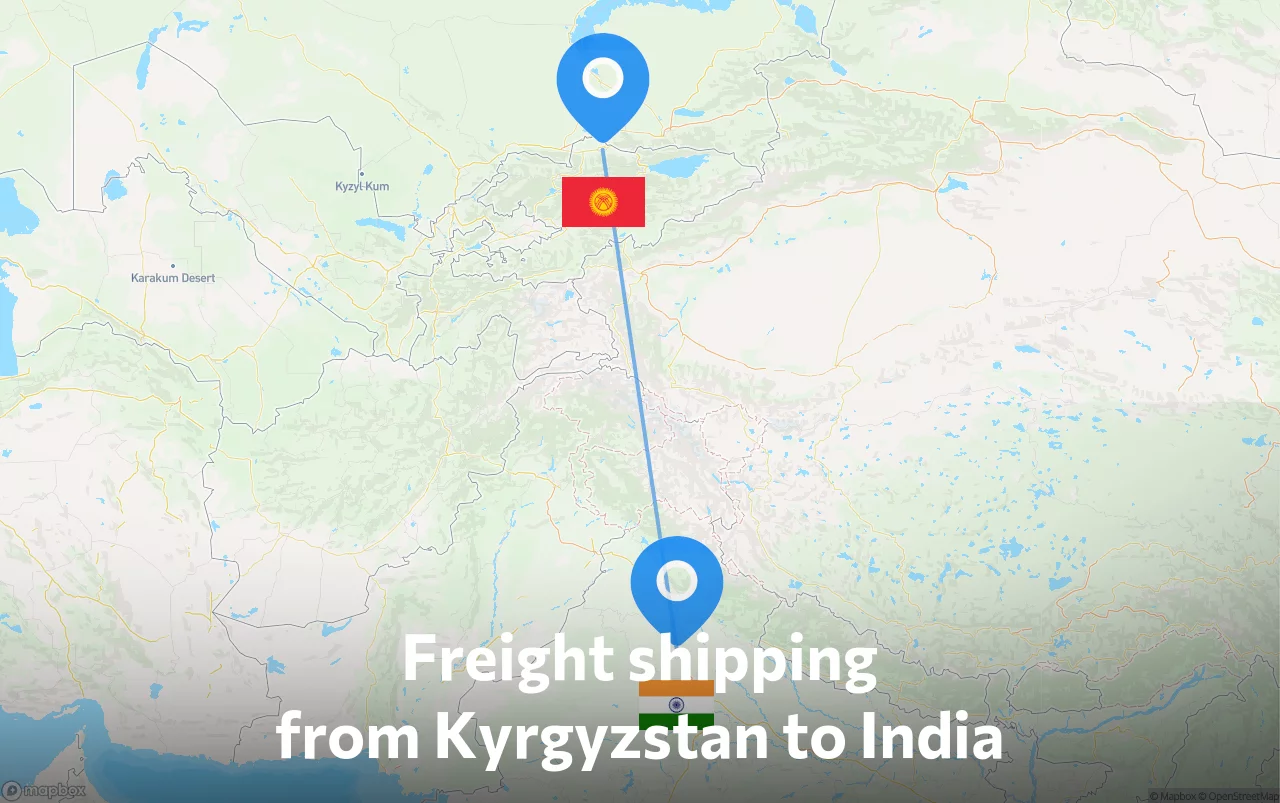 Shipping route from Kyrgyzstan to India