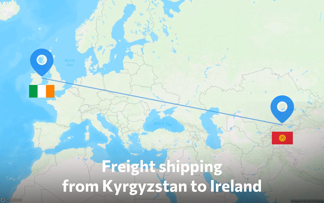 Shipping route from Kyrgyzstan to Ireland