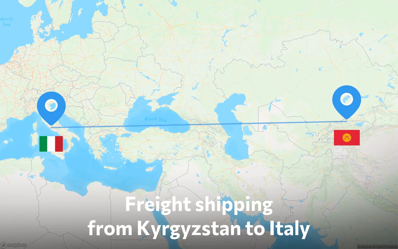 Shipping route from Kyrgyzstan to Italy