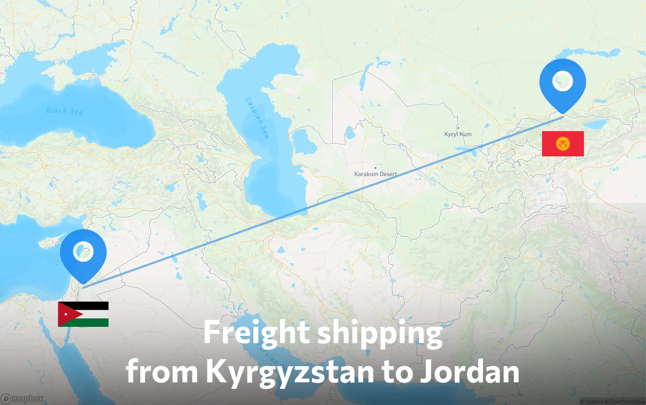 Shipping route from Kyrgyzstan to Jordan