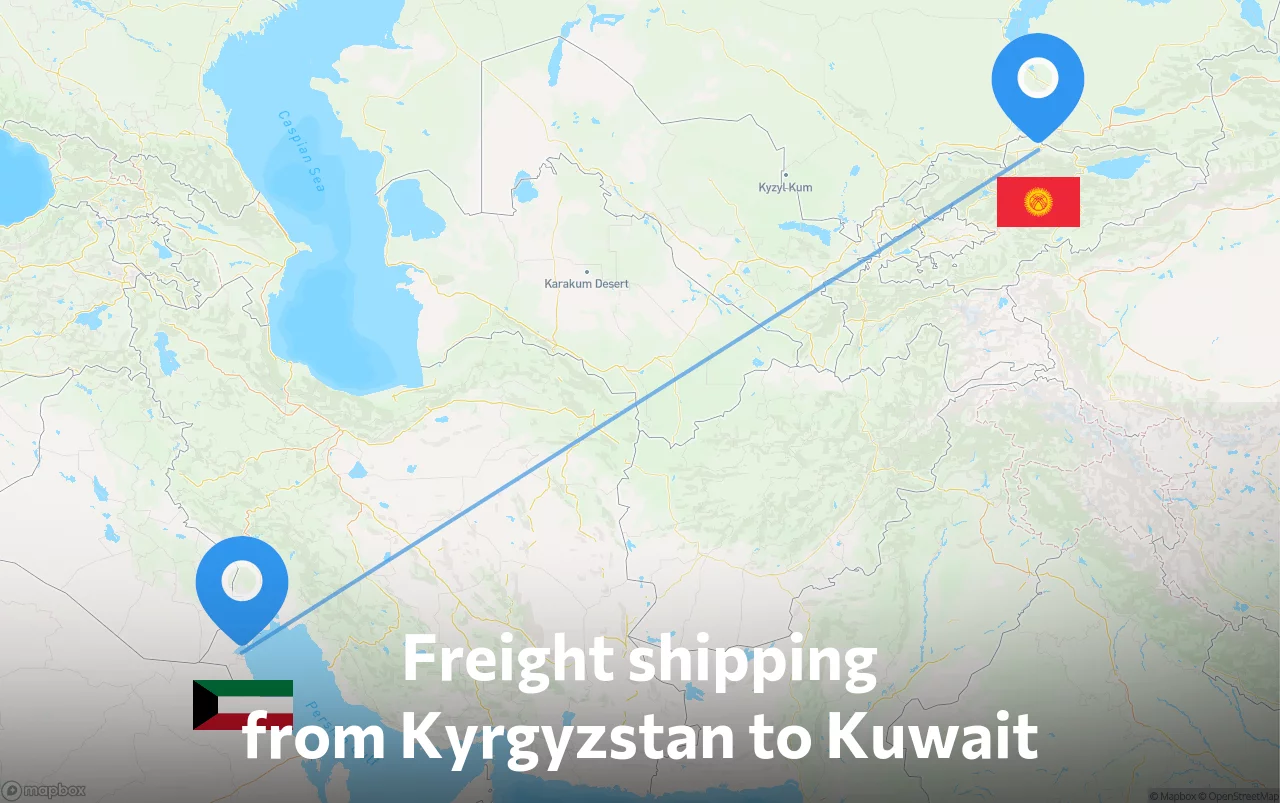 Shipping route from Kyrgyzstan to Kuwait
