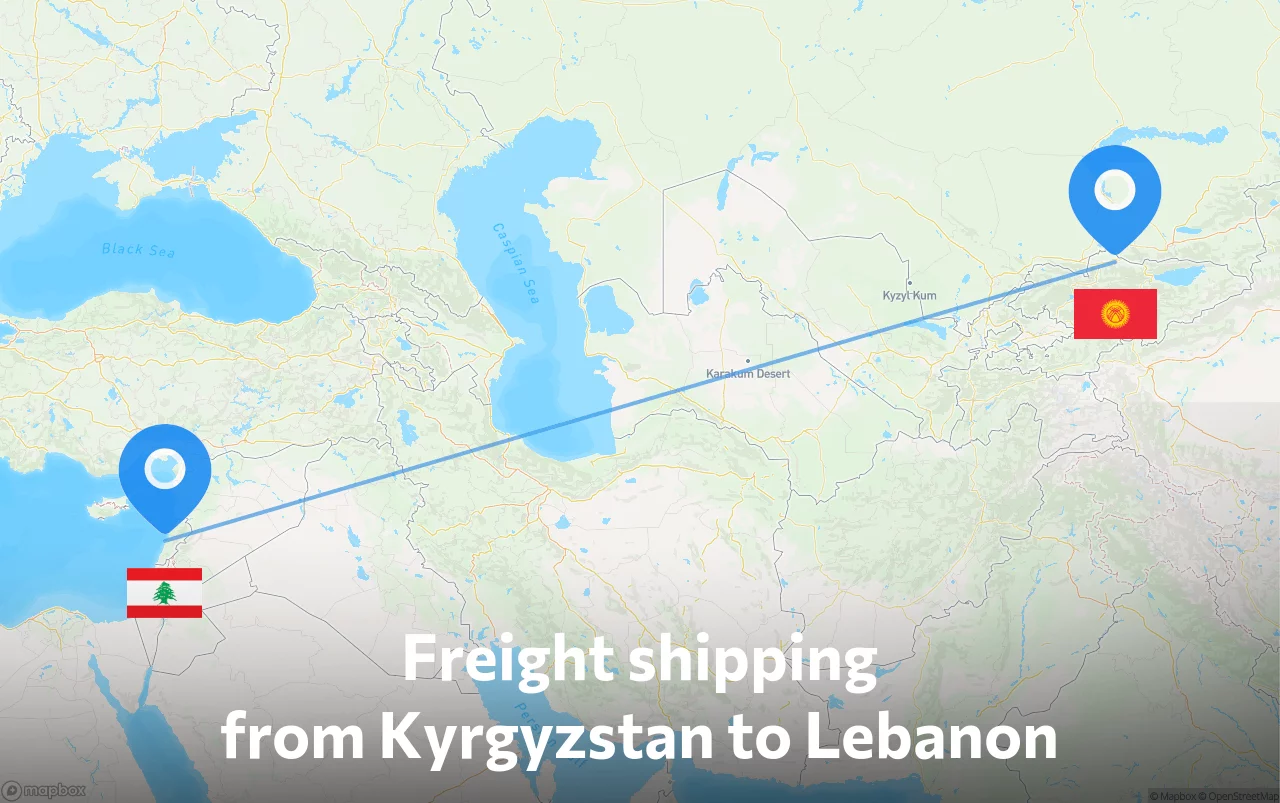 Shipping route from Kyrgyzstan to Lebanon