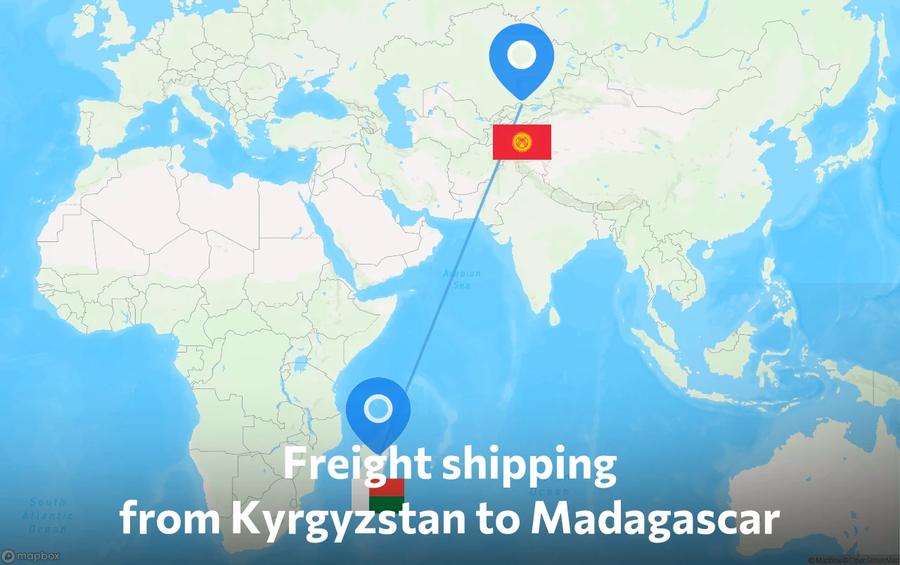Shipping route from Kyrgyzstan to Madagascar