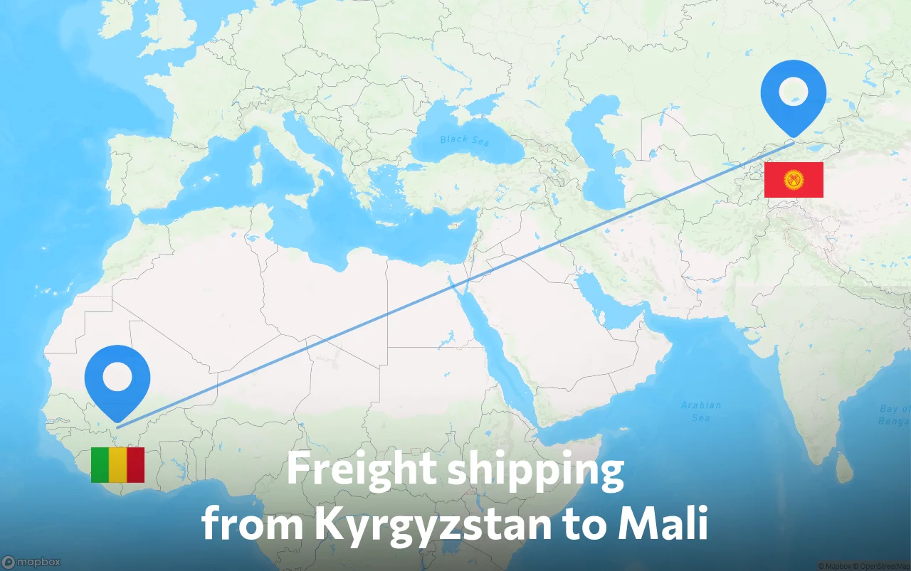 Shipping route from Kyrgyzstan to Mali