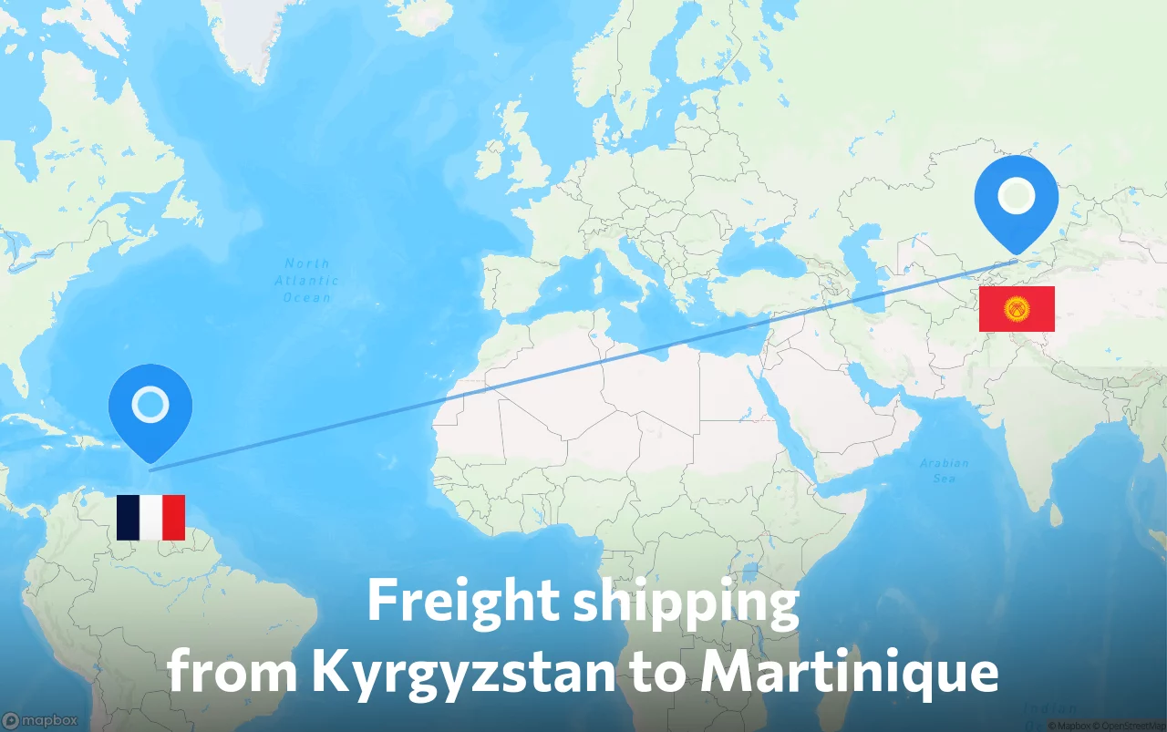 Shipping route from Kyrgyzstan to Martinique