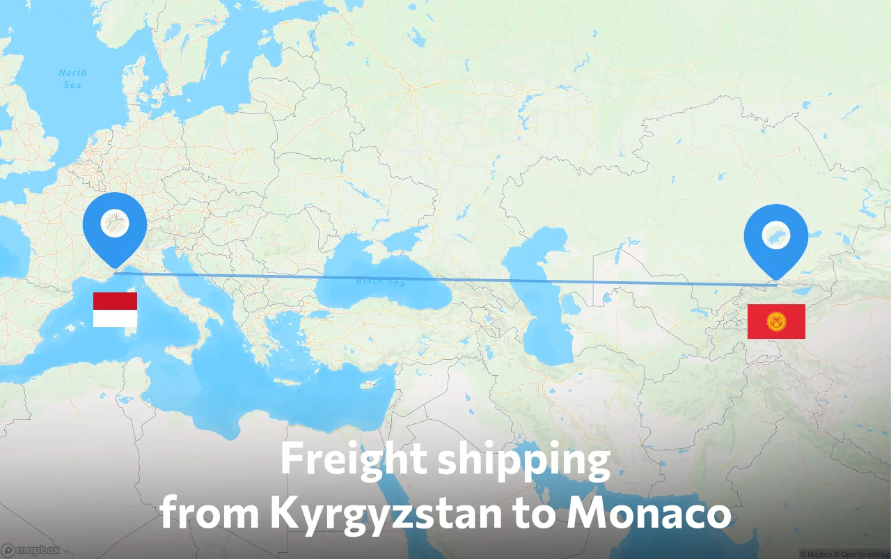 Shipping route from Kyrgyzstan to Monaco