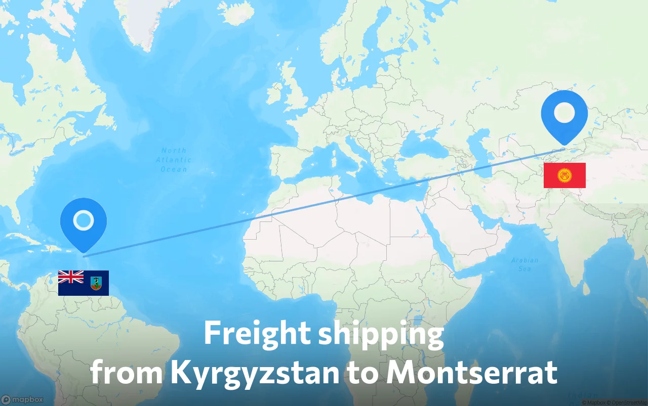 Shipping route from Kyrgyzstan to Montserrat