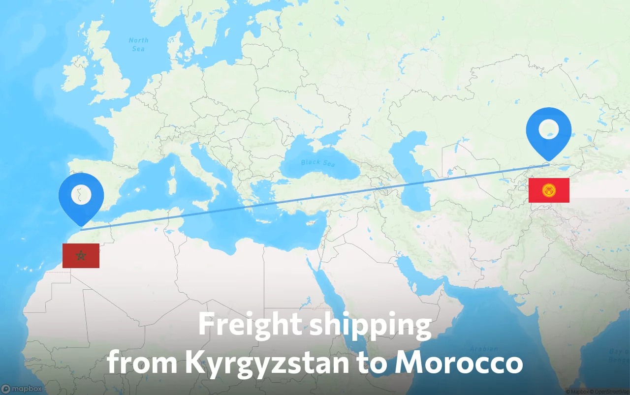 Shipping route from Kyrgyzstan to Morocco