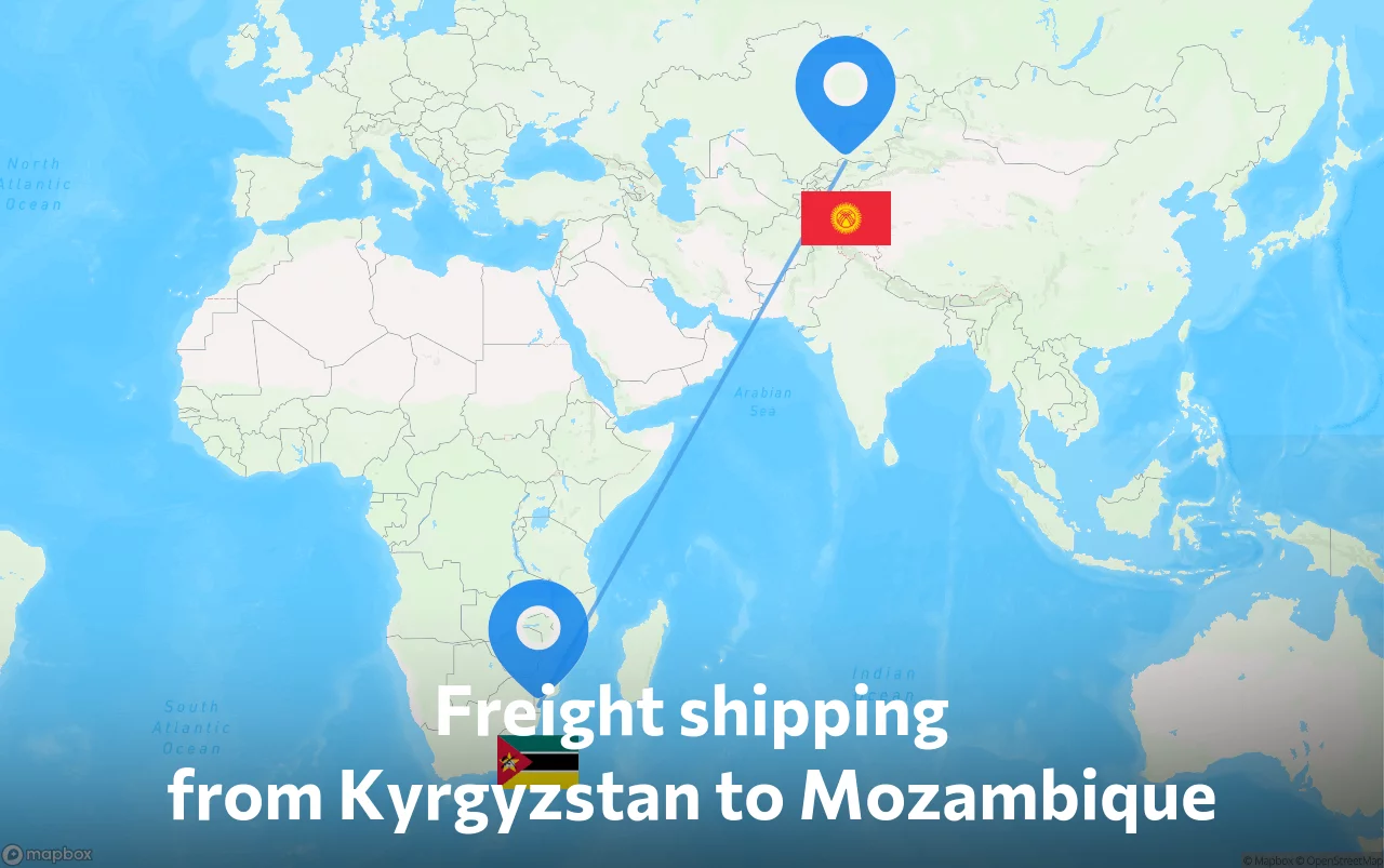 Shipping route from Kyrgyzstan to Mozambique