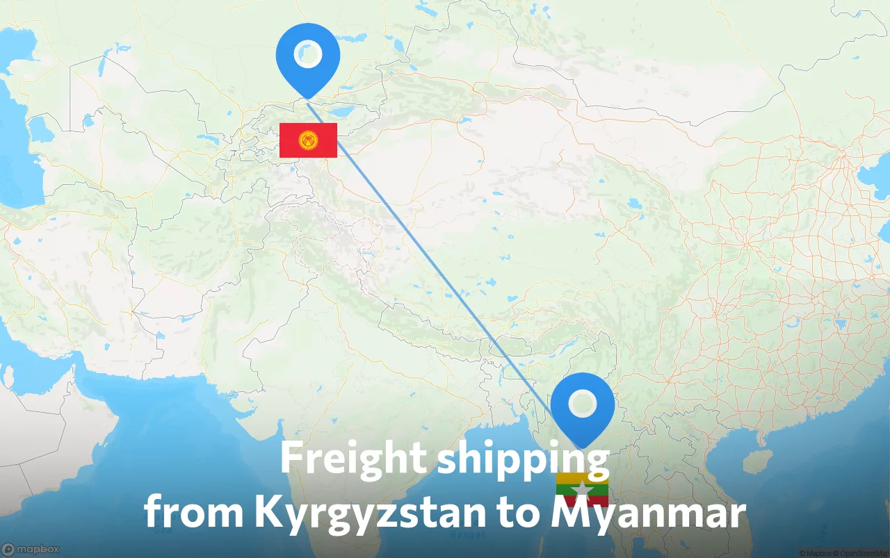 Shipping route from Kyrgyzstan to Myanmar