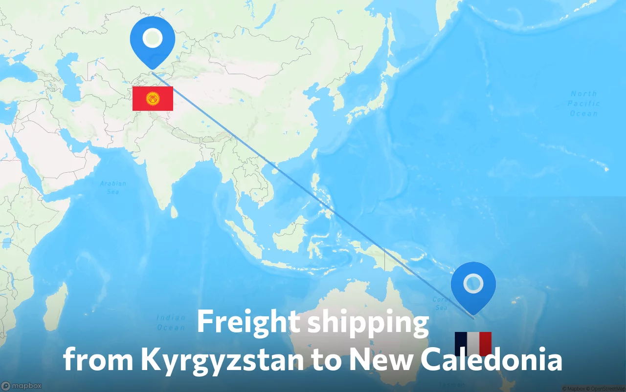 Shipping route from Kyrgyzstan to New Caledonia