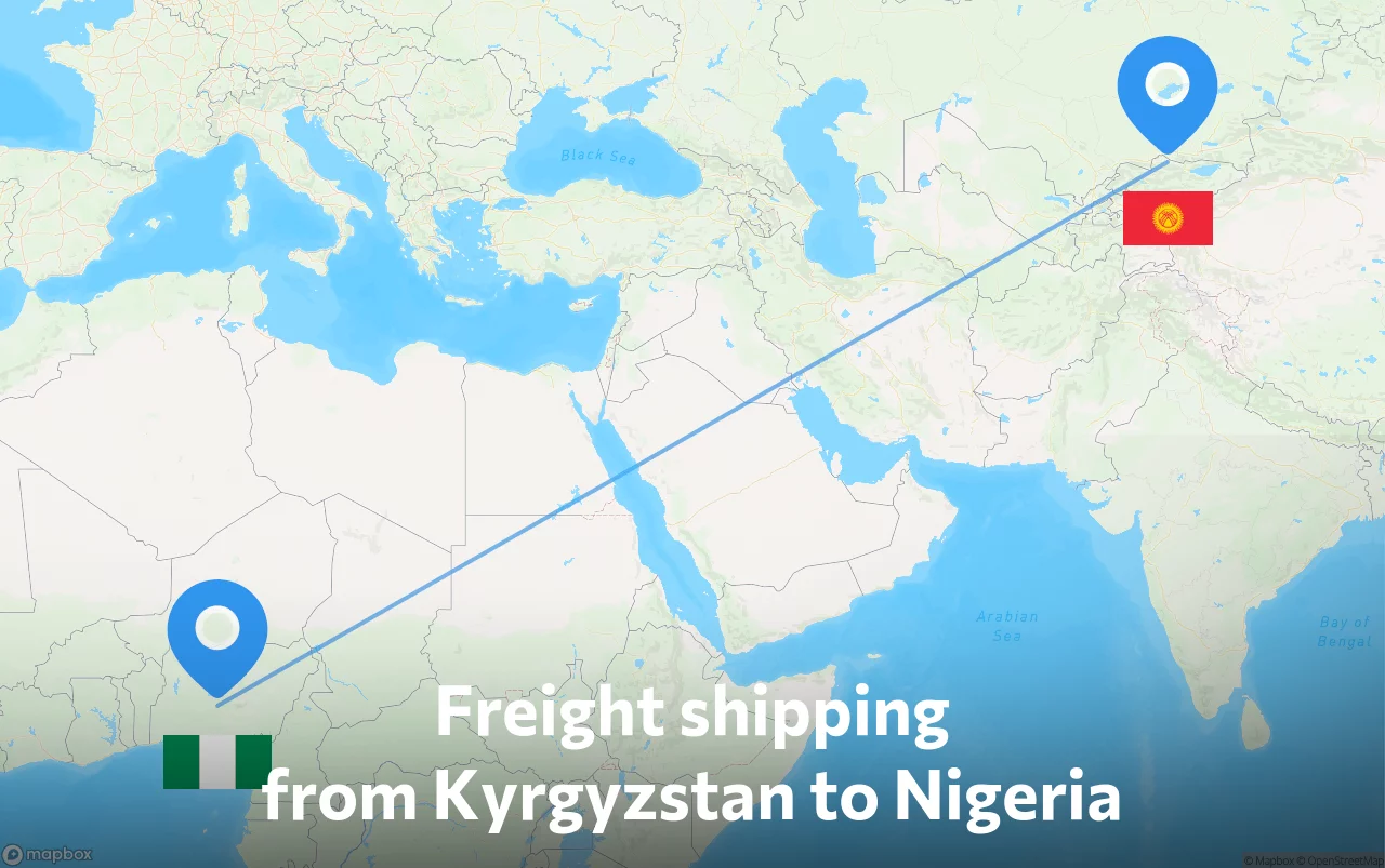 Shipping route from Kyrgyzstan to Nigeria