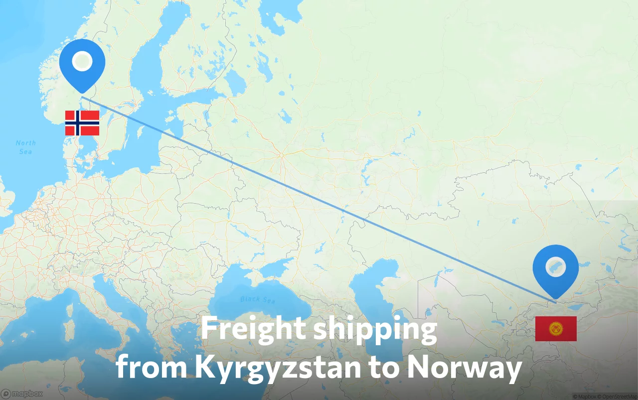 Shipping route from Kyrgyzstan to Norway