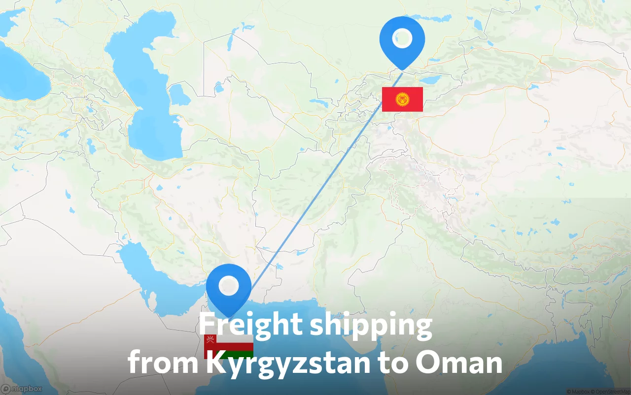 Shipping route from Kyrgyzstan to Oman