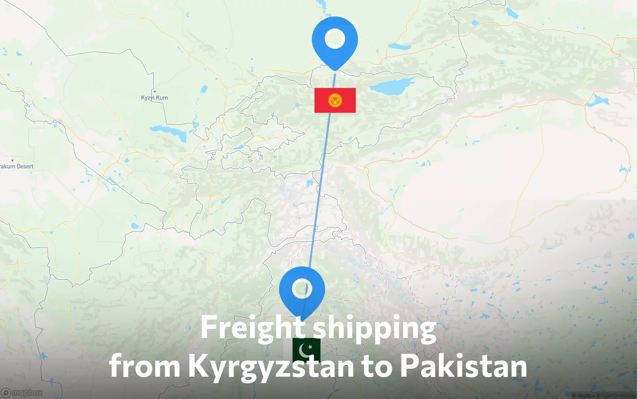 Shipping route from Kyrgyzstan to Pakistan