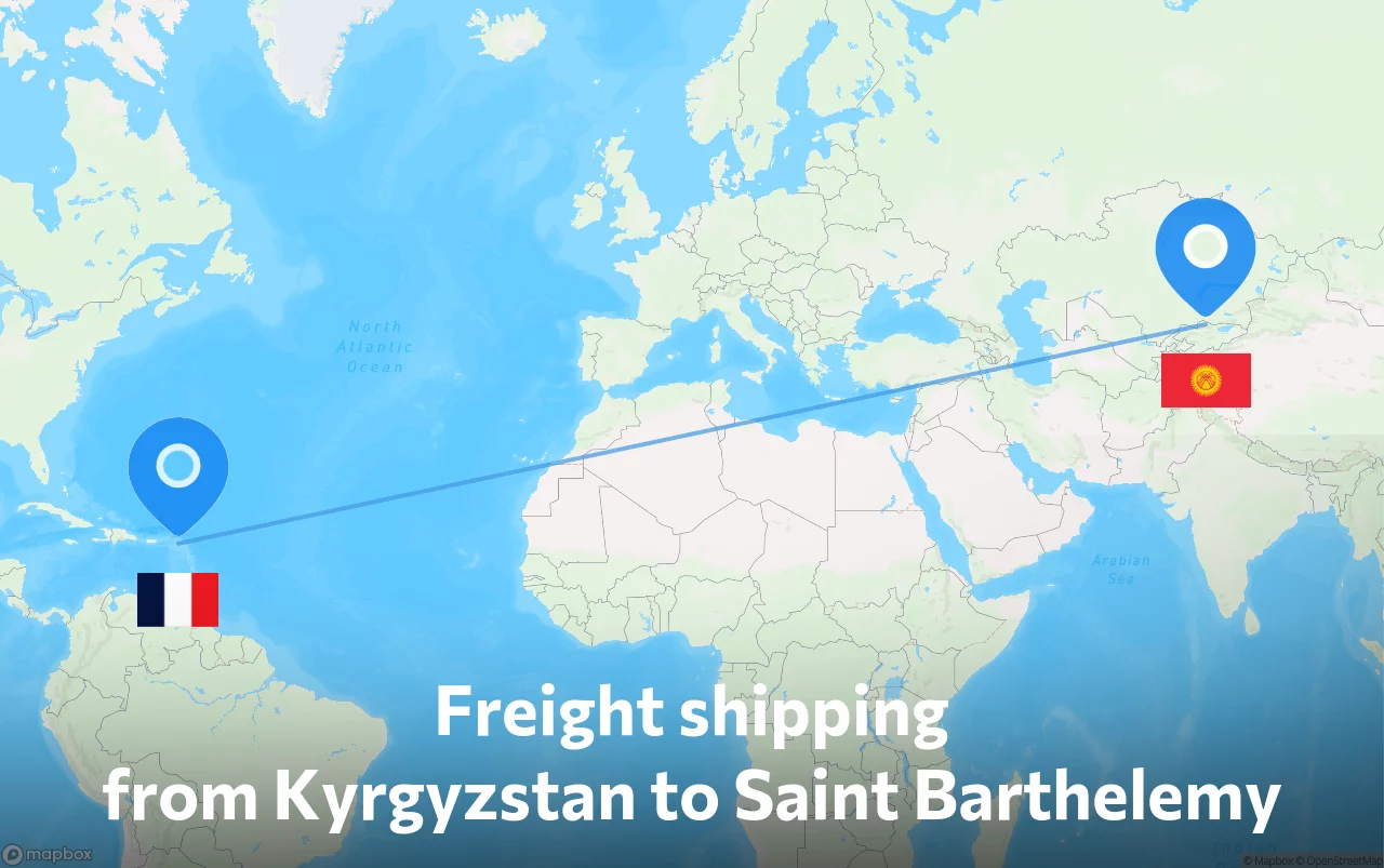 Shipping route from Kyrgyzstan to Saint Barthelemy