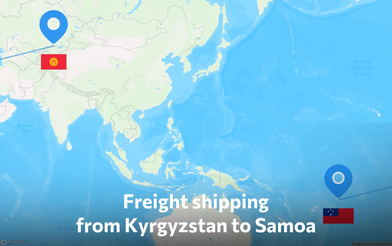 Shipping route from Kyrgyzstan to Samoa