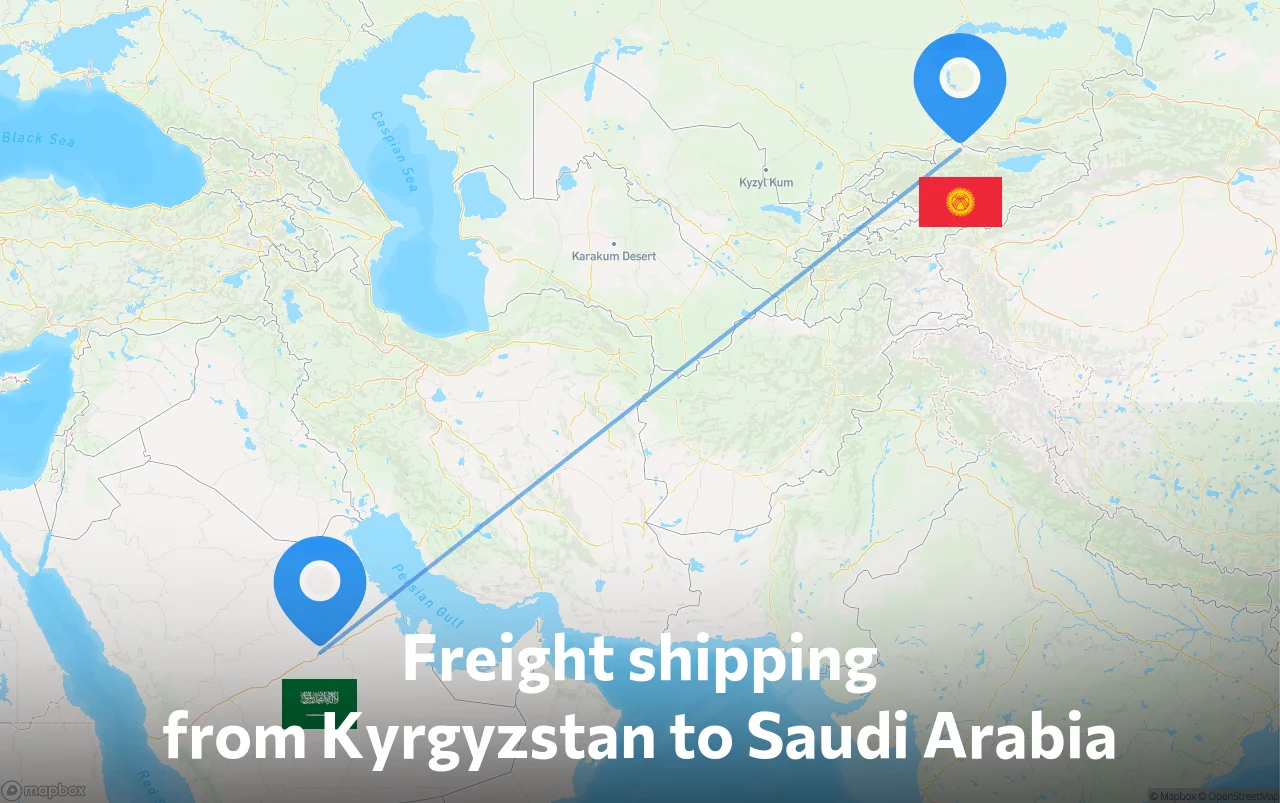 Shipping route from Kyrgyzstan to Saudi Arabia