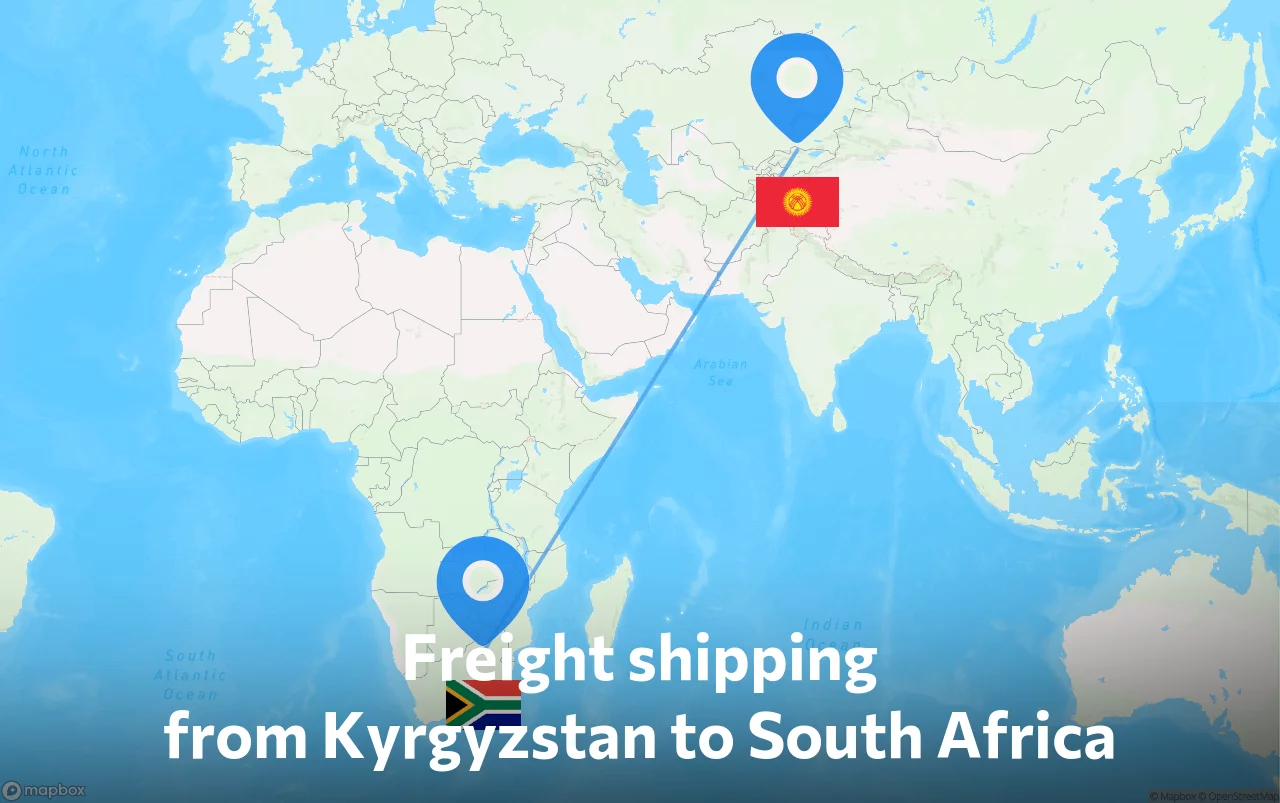 Shipping route from Kyrgyzstan to South Africa