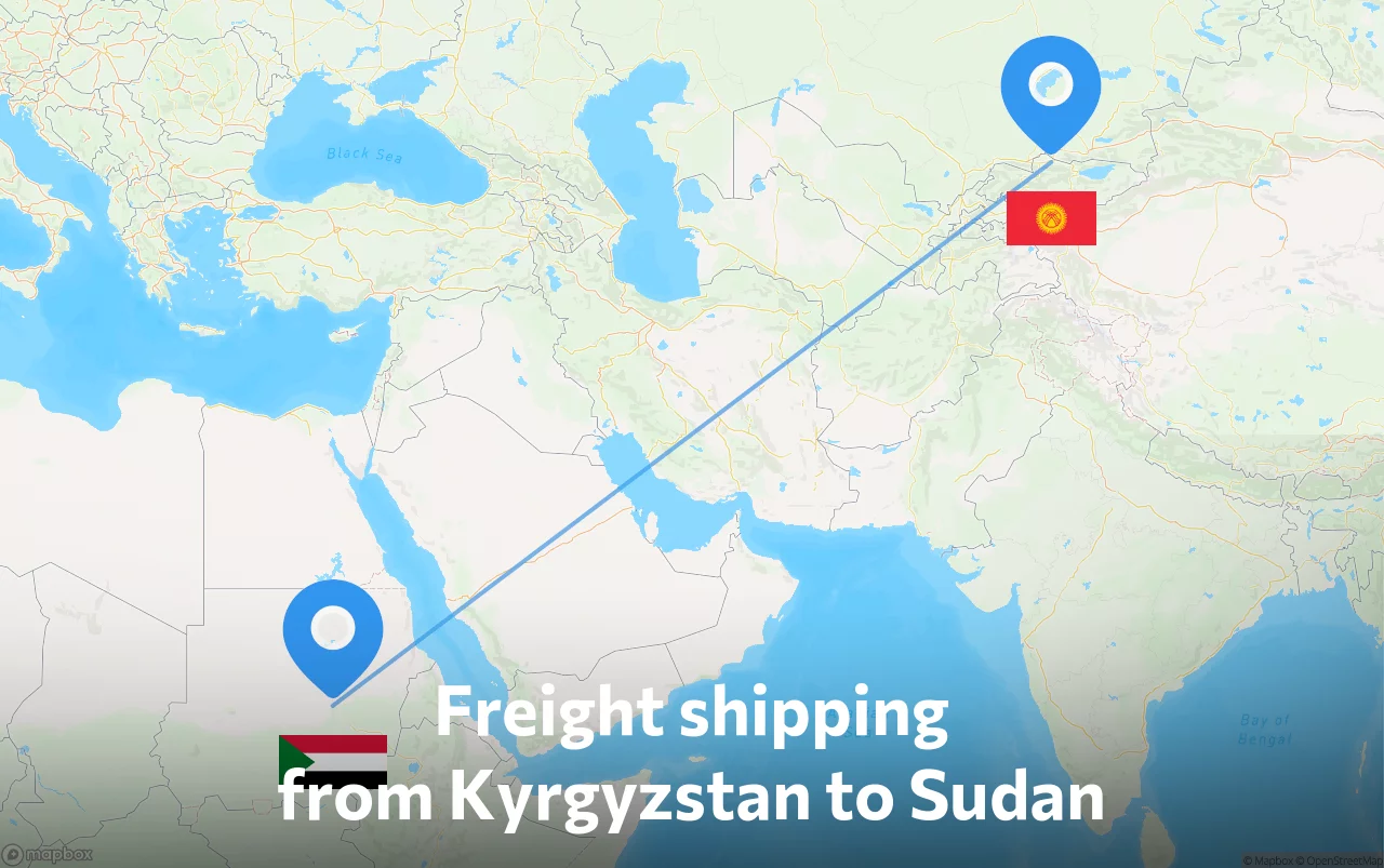 Shipping route from Kyrgyzstan to Sudan